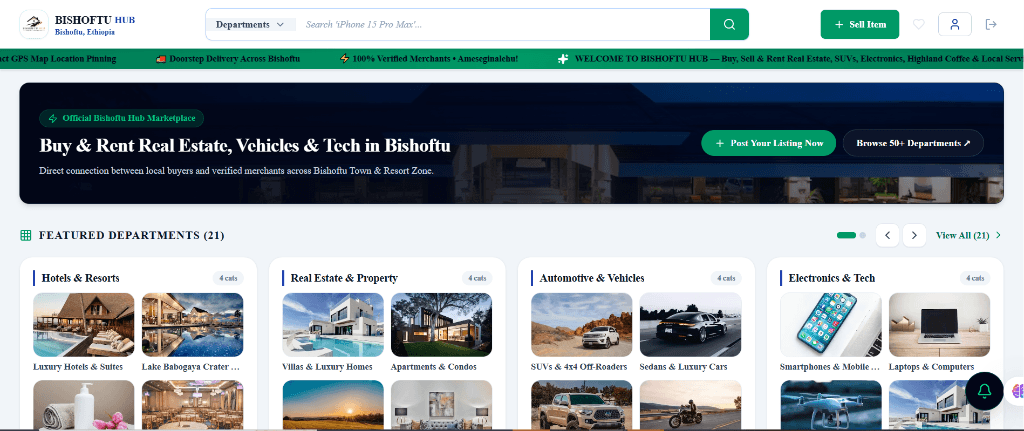 Bishoftu Hub — Resorts & Commerce Marketplace